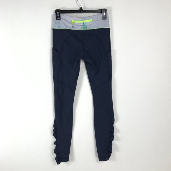 Lululemon Speed Tight Women's Size 4 Navy Blue Pockets Stretch Ruched Activewear - Picture 3 of 9